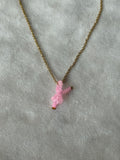 Ketting goud/roze strikje