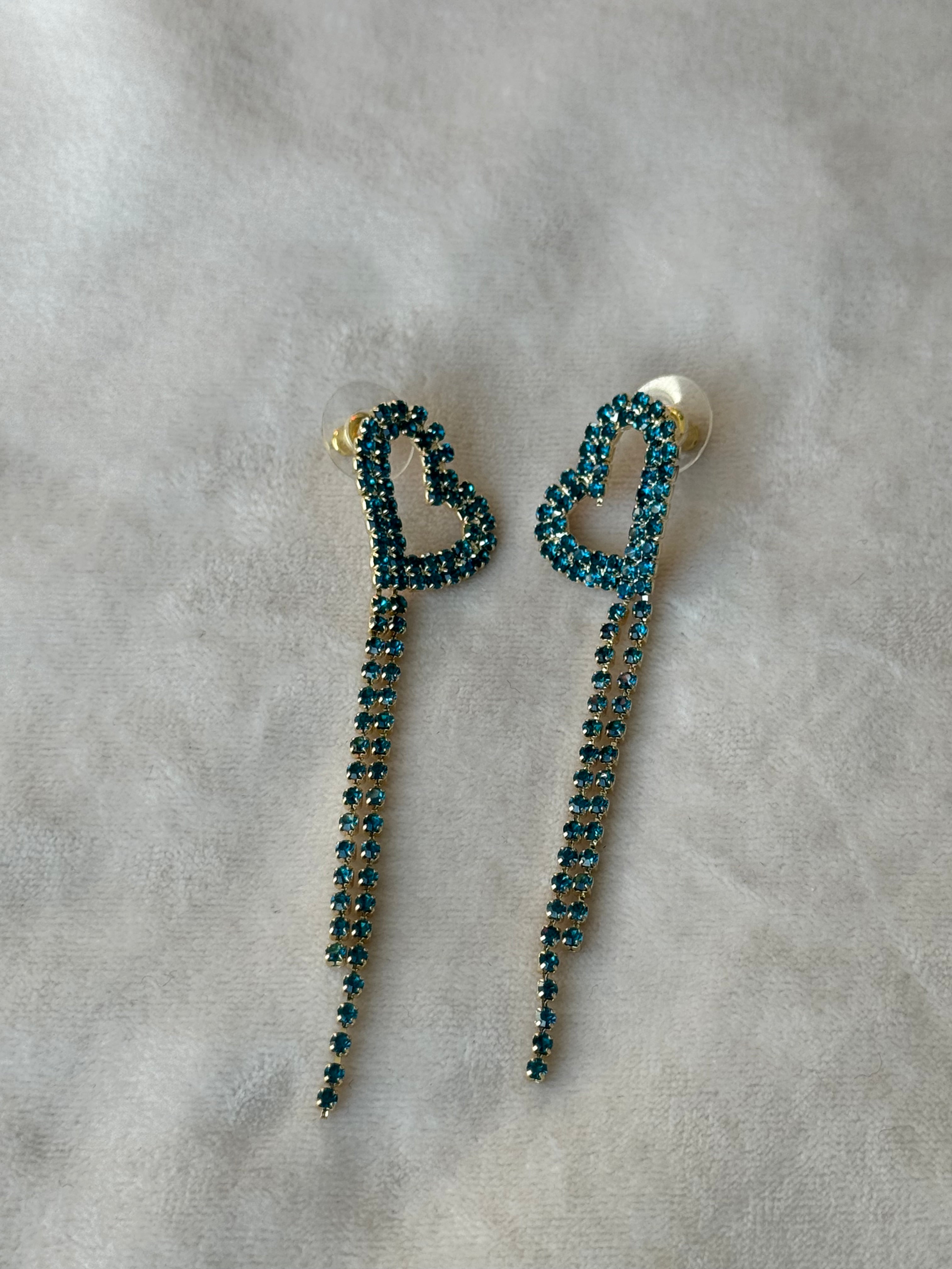 Oorbellen goud/groen hartje