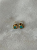 Oorbellen goud/turquoise klavers