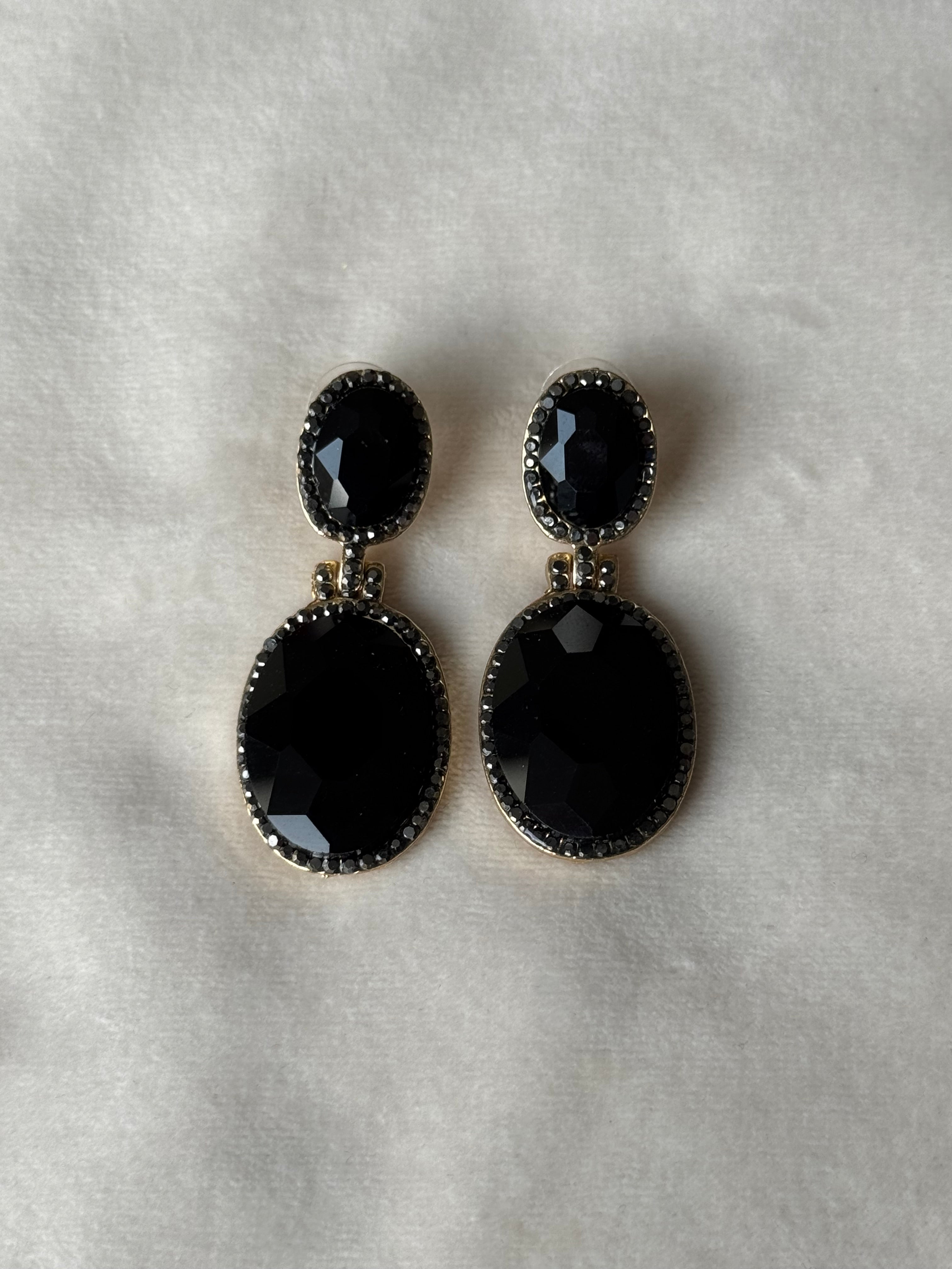 Oorbellen goud/zwart