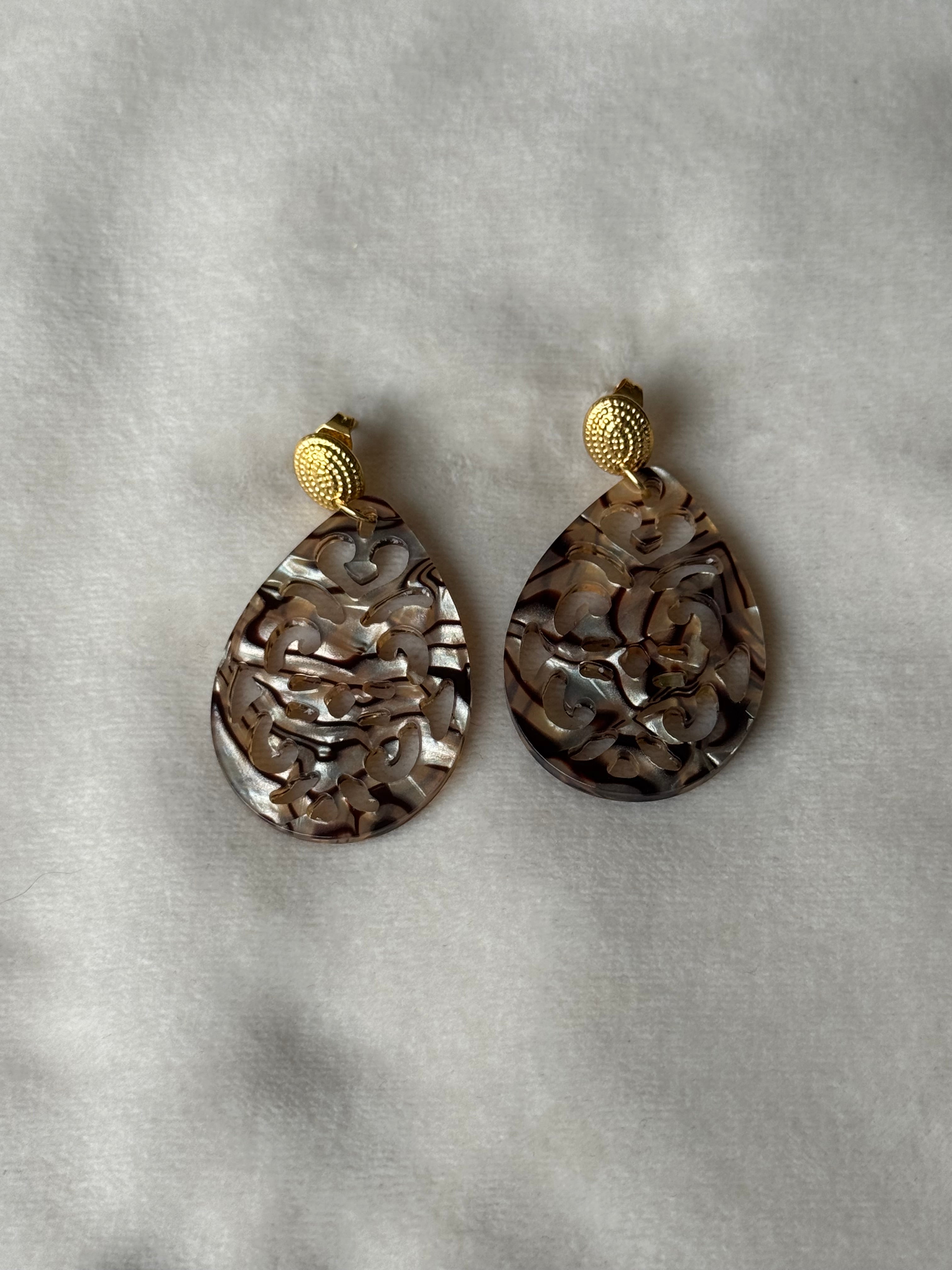 Oorbellen goud/bruin