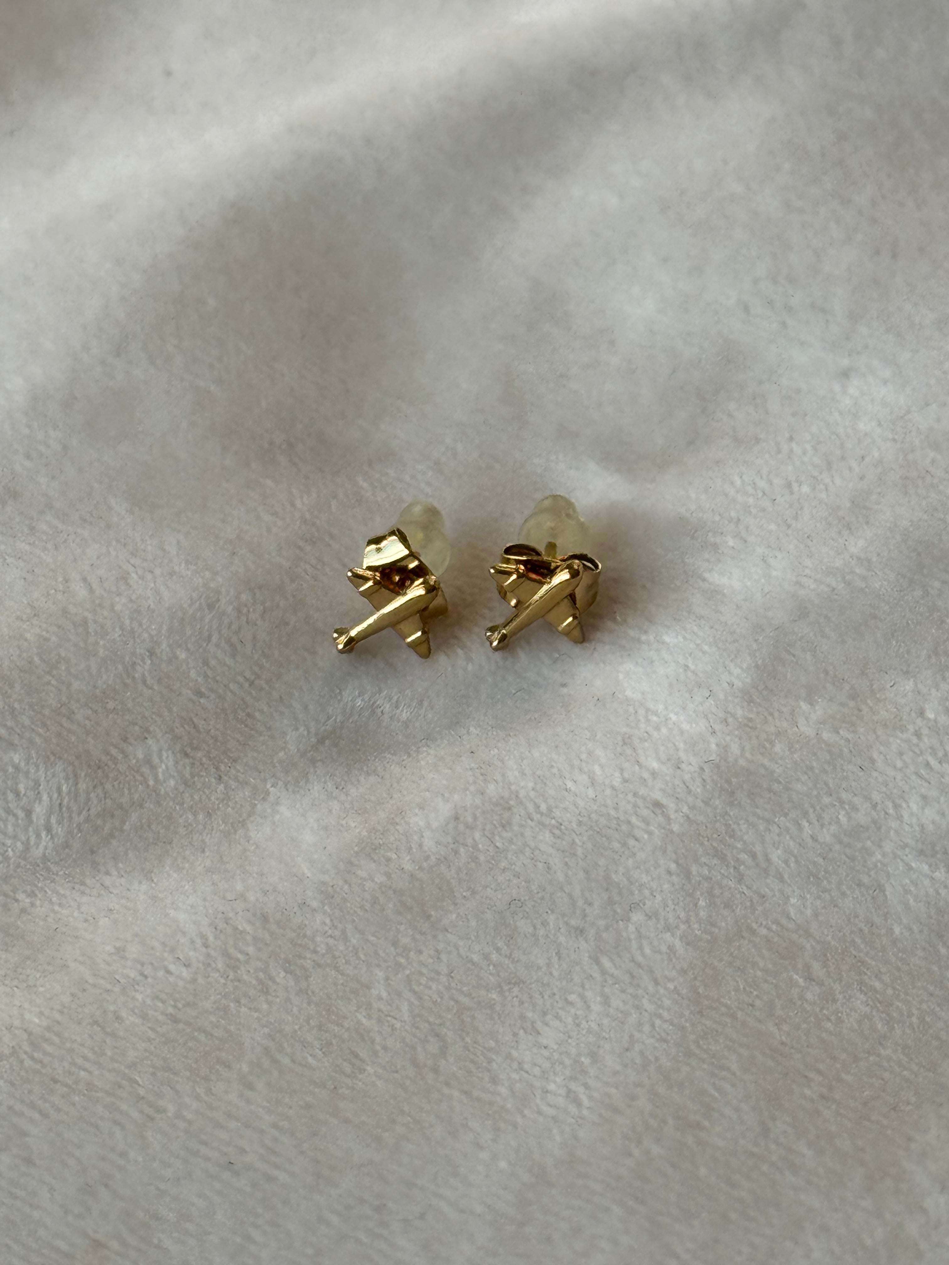 Oorbellen goud vliegtuig