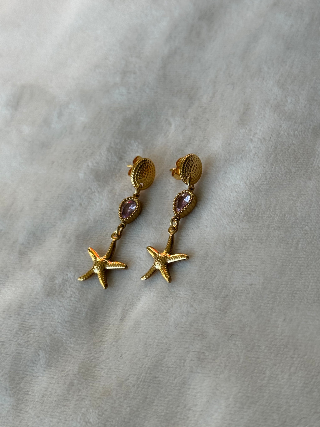 Oorbellen goud/lichtroze