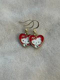 Oorbellen rood/wit