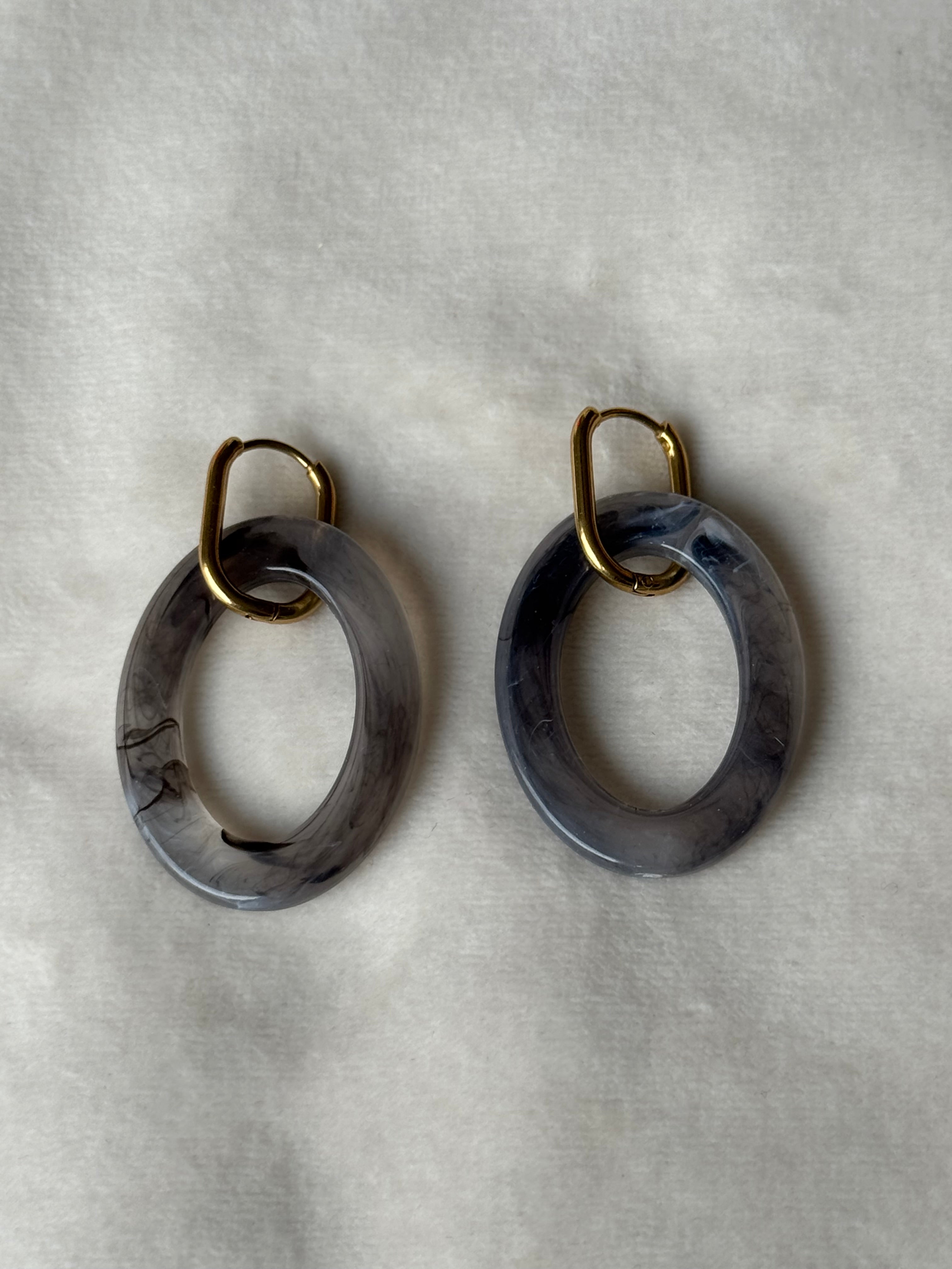 Oorbellen goud/grijs