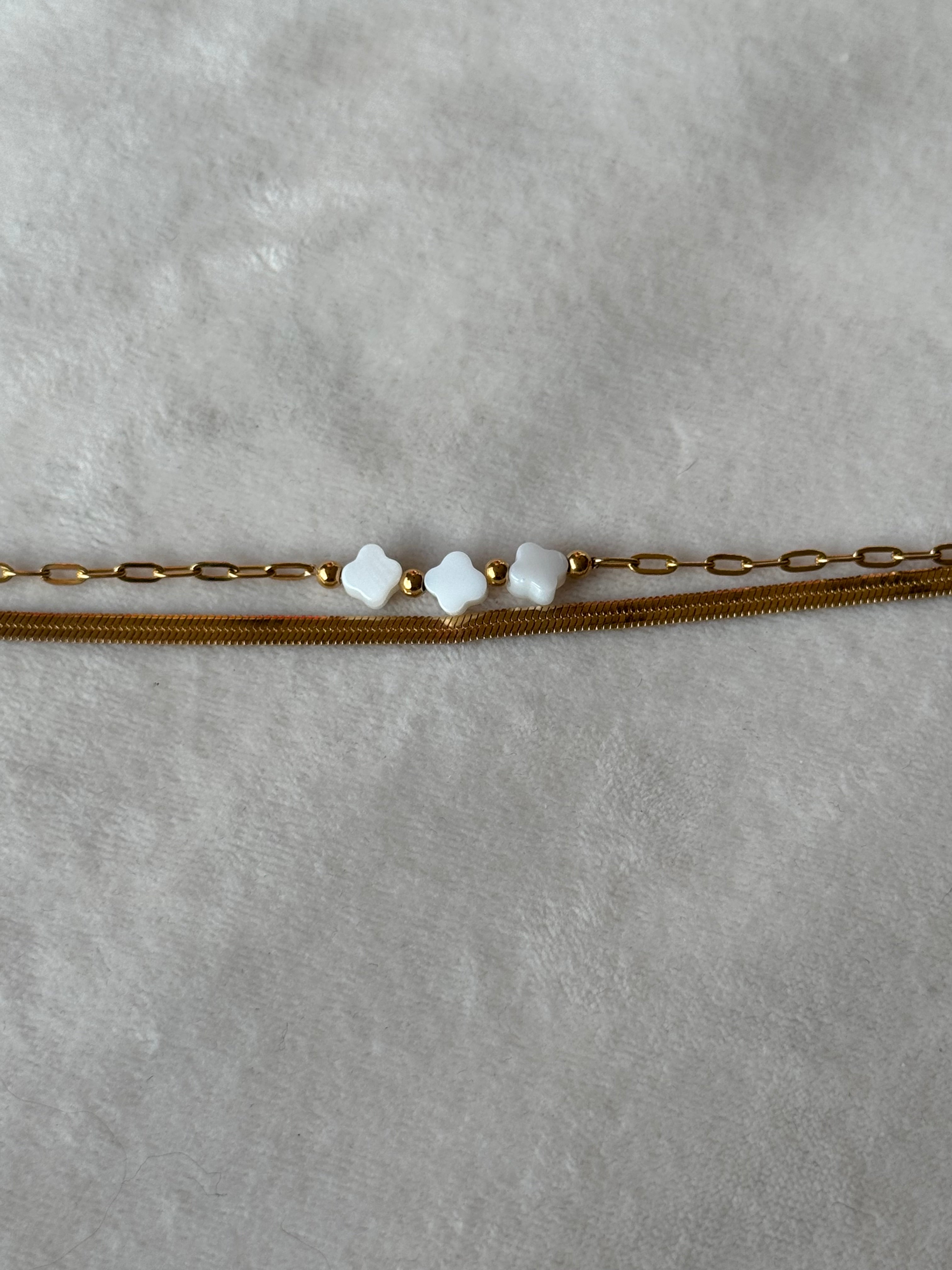 Armband goud klavers