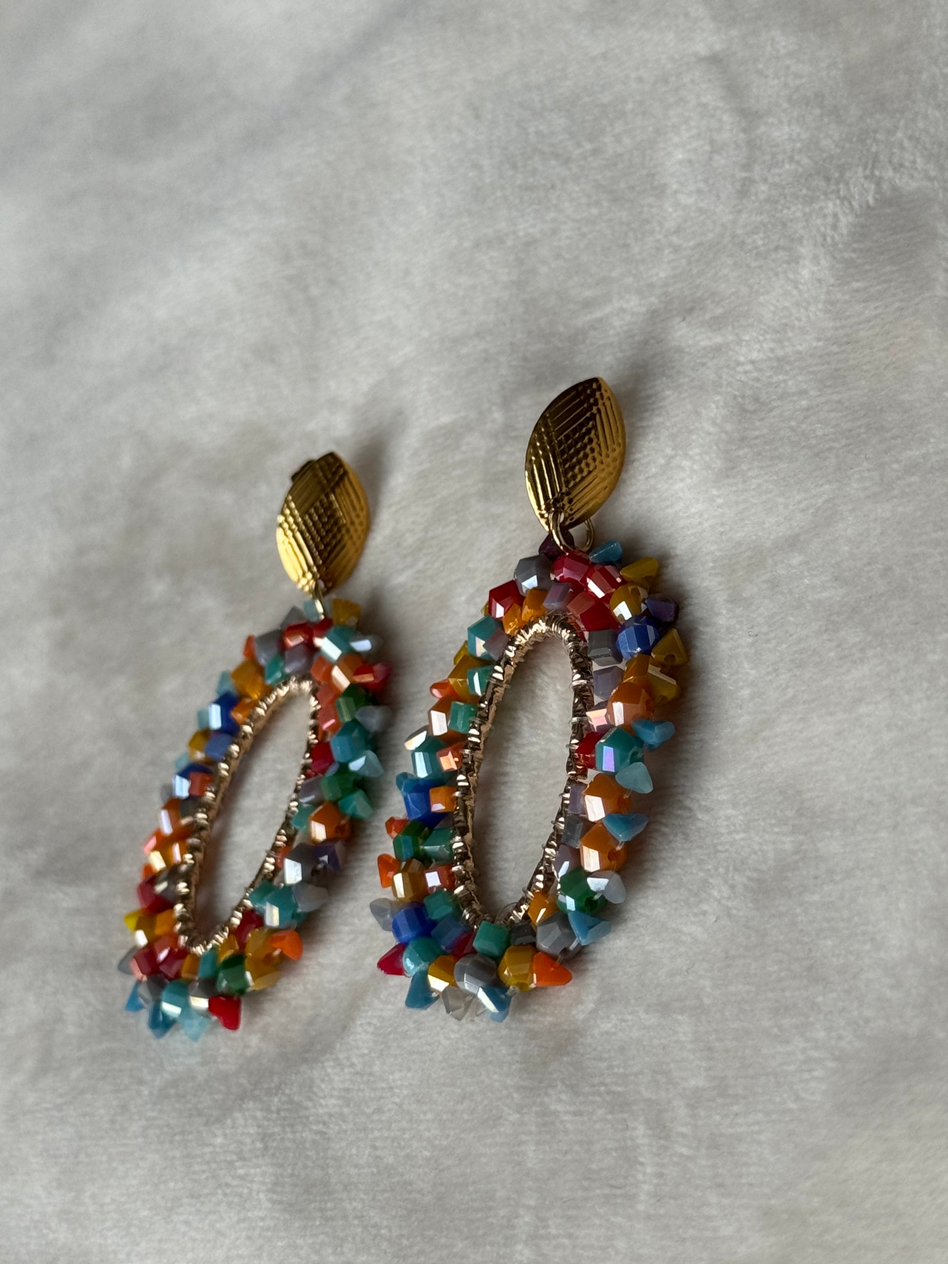 Oorbellen goud/multicolor