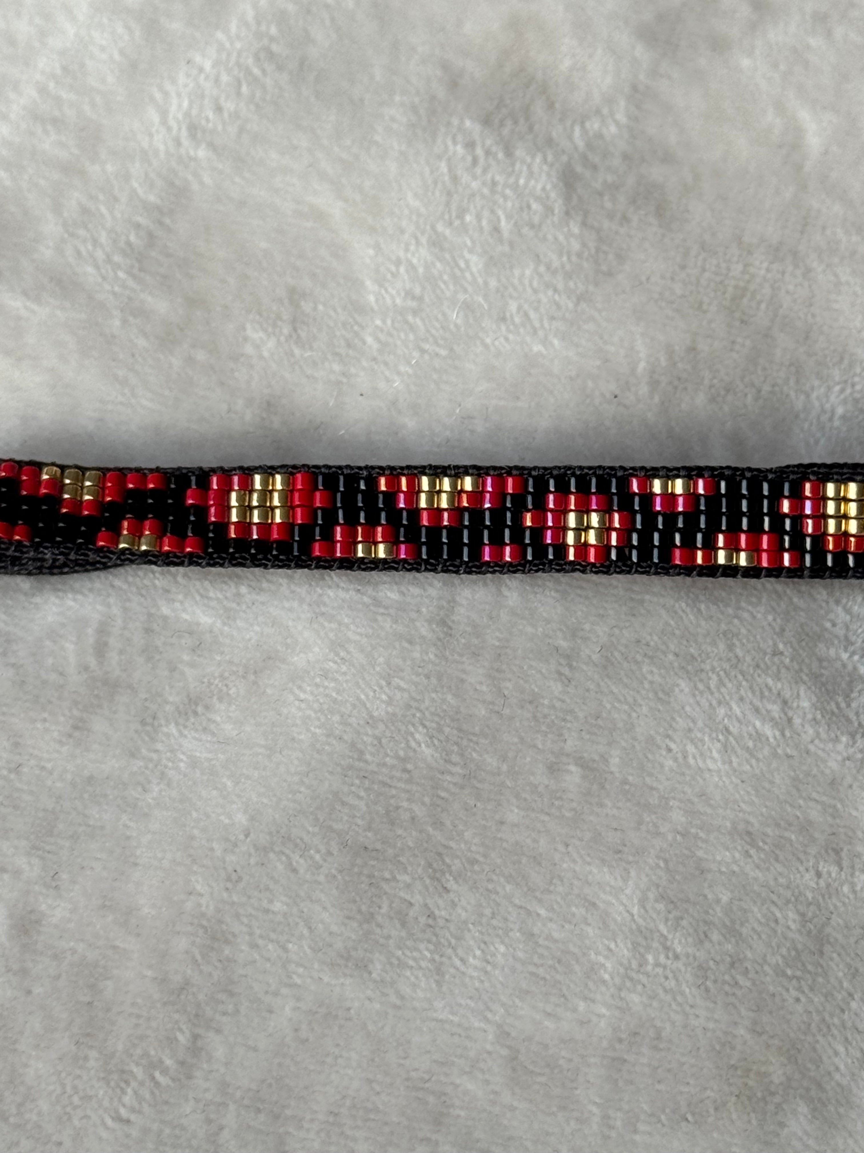 Armband zwart/goud/rood