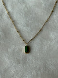 Ketting goud/groen steentje