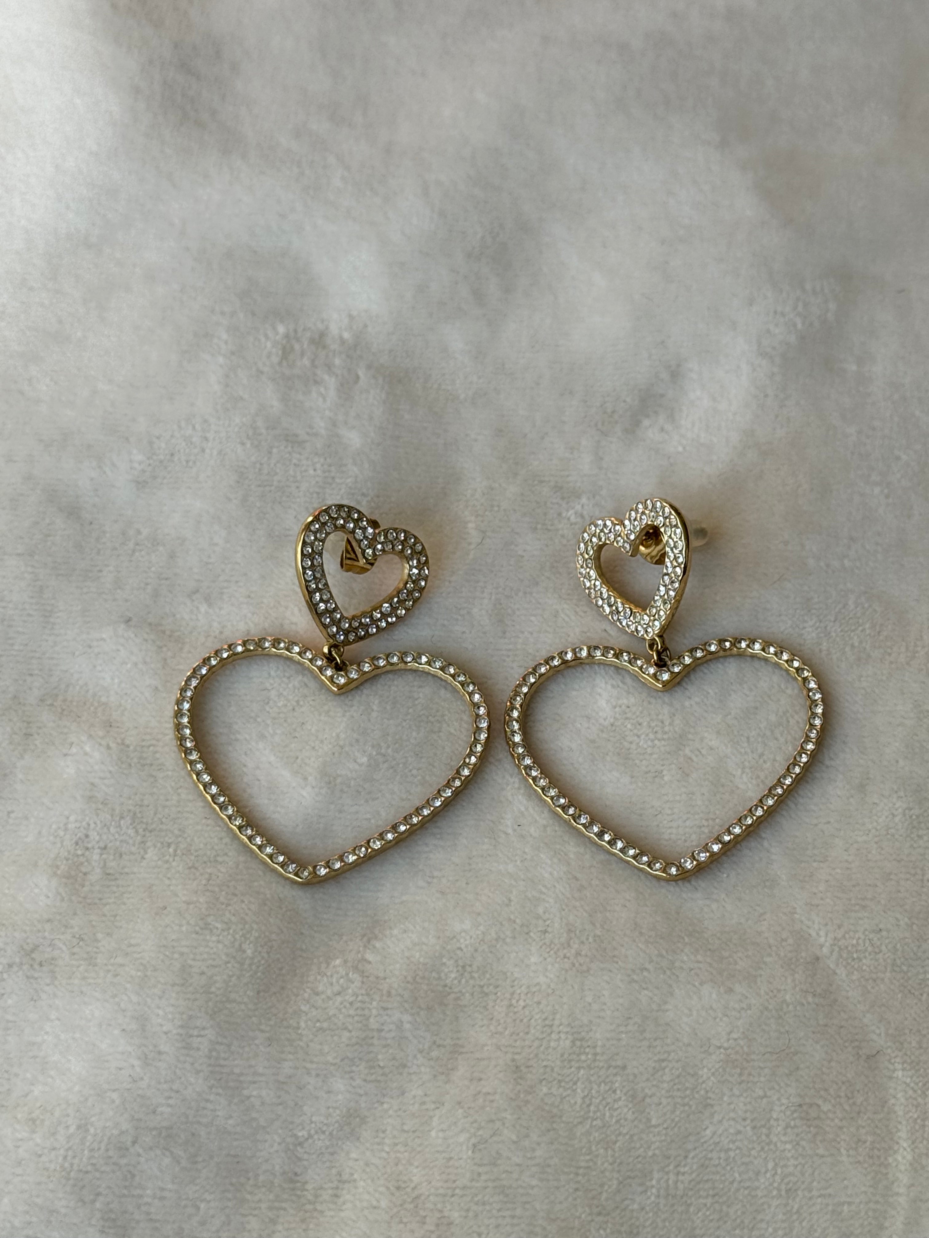 Oorbellen goud/wit steentjes