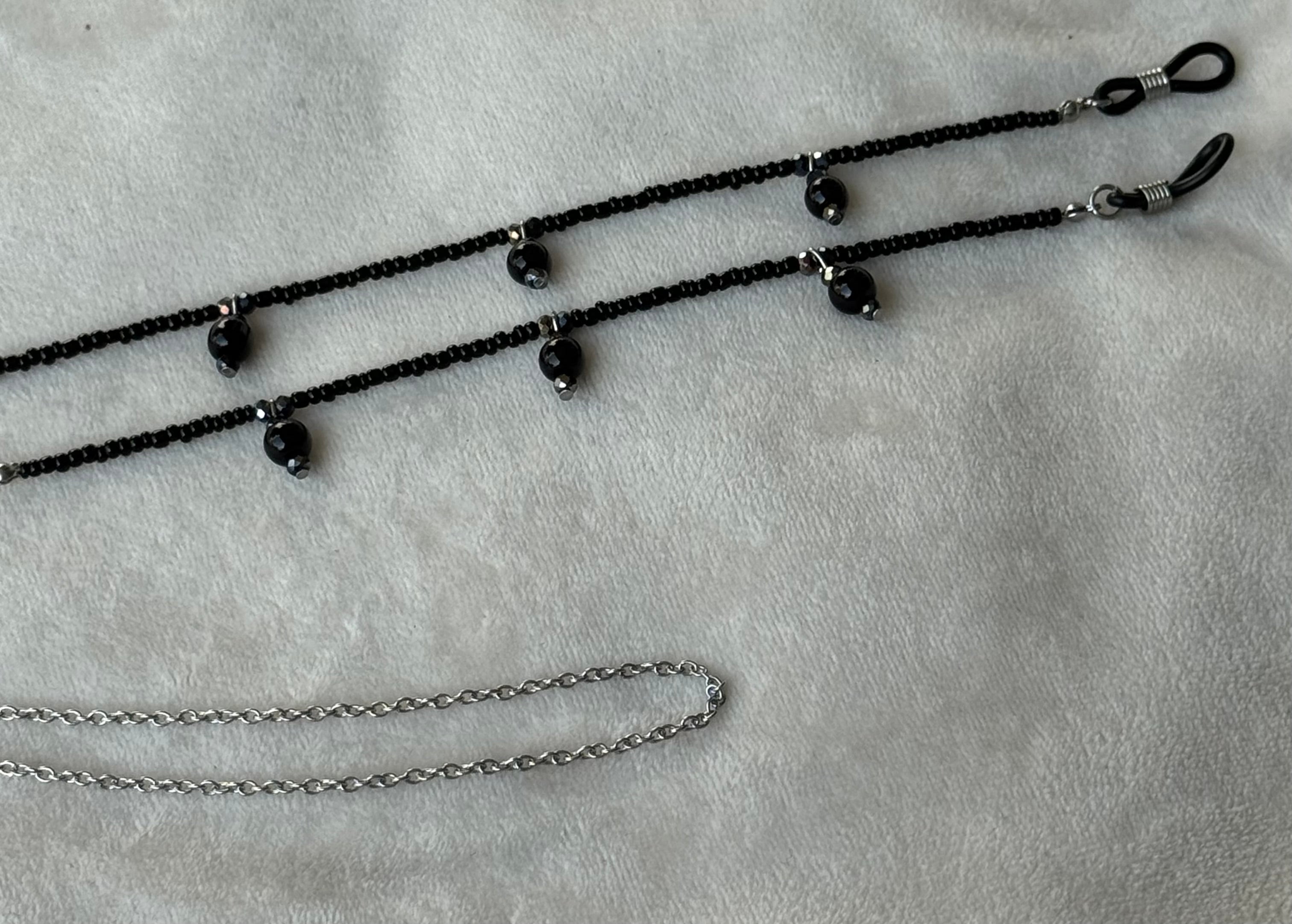 Brillenkoord zilver/zwart