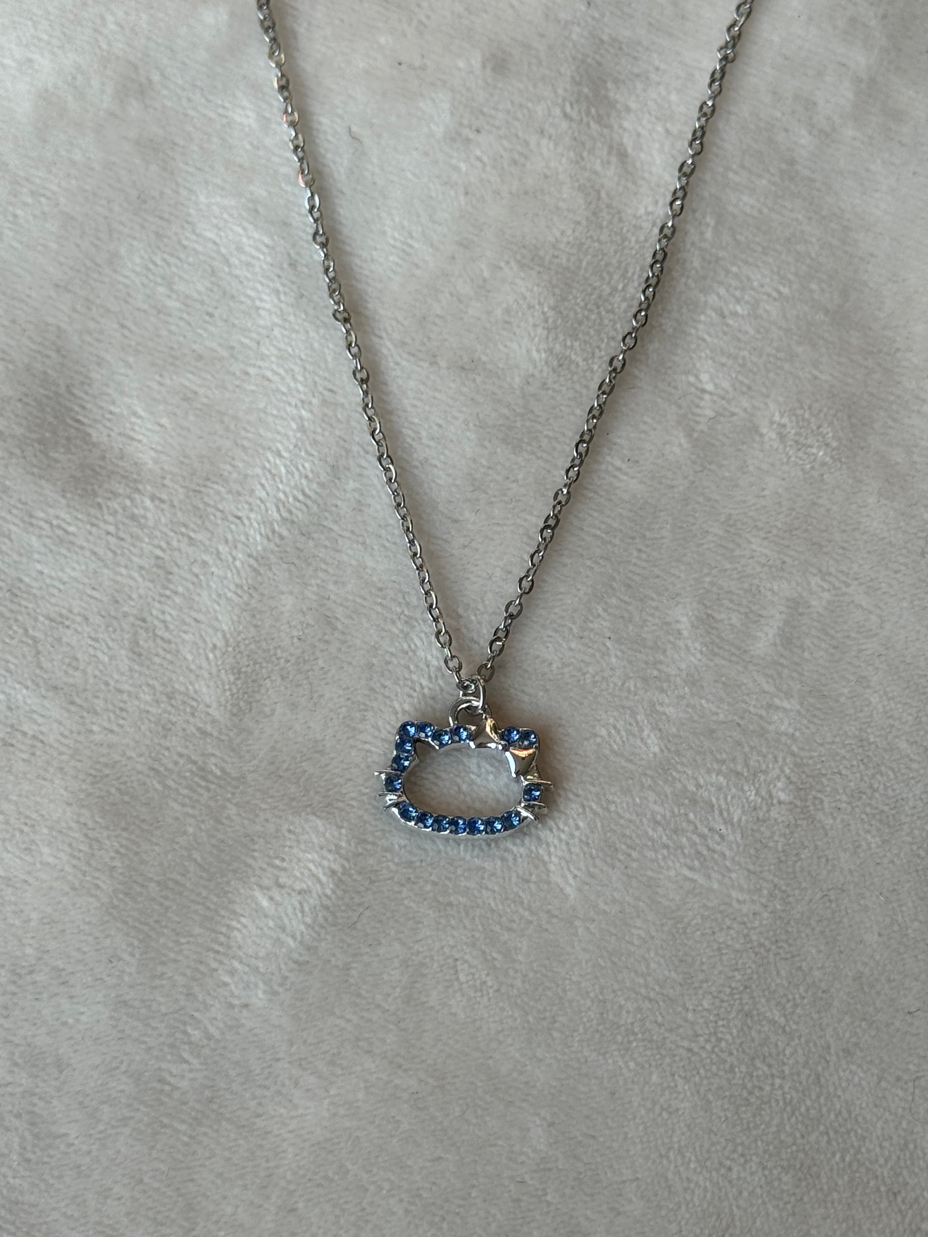 Ketting zilver/blauw