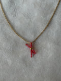 Ketting goud/rood strikje