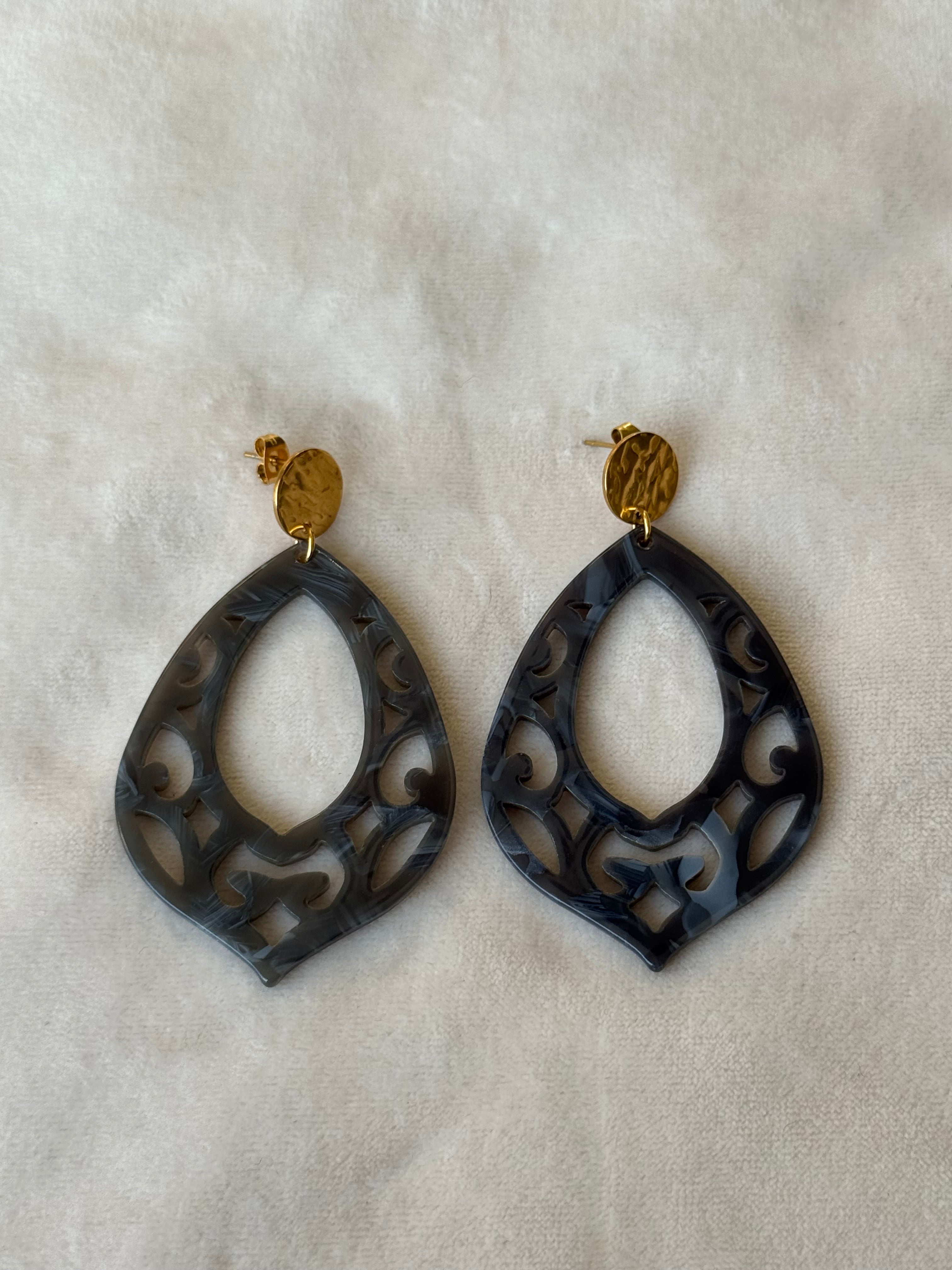 Oorbellen goud/grijs