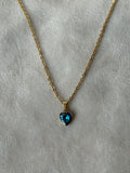Ketting goud/blauw hartje