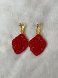 Oorbellen goud/rood