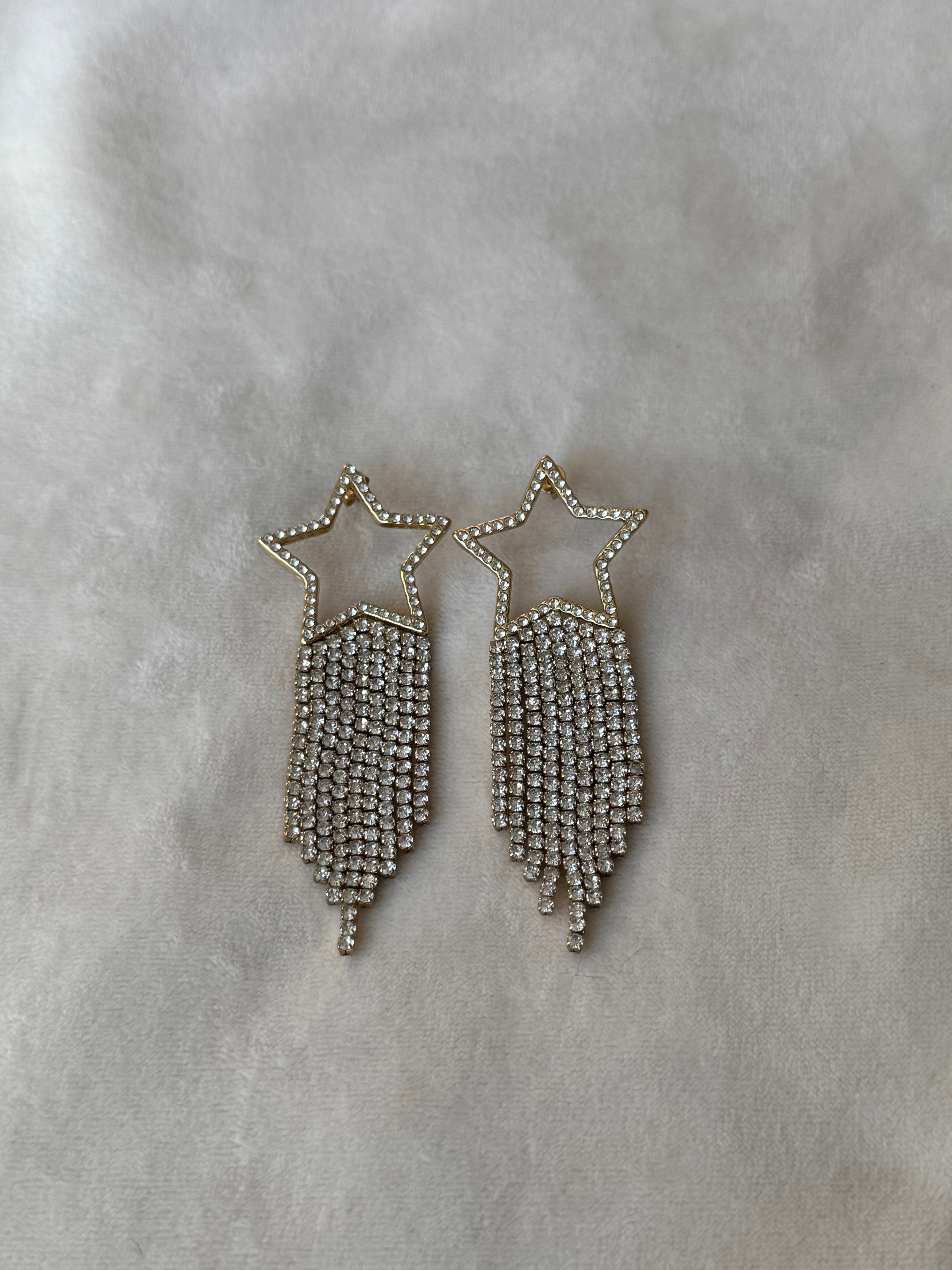 Oorbellen goud/wit steentjes ster