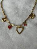 Ketting goud/rood bedels