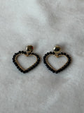 Oorbellen zwart/goud hart