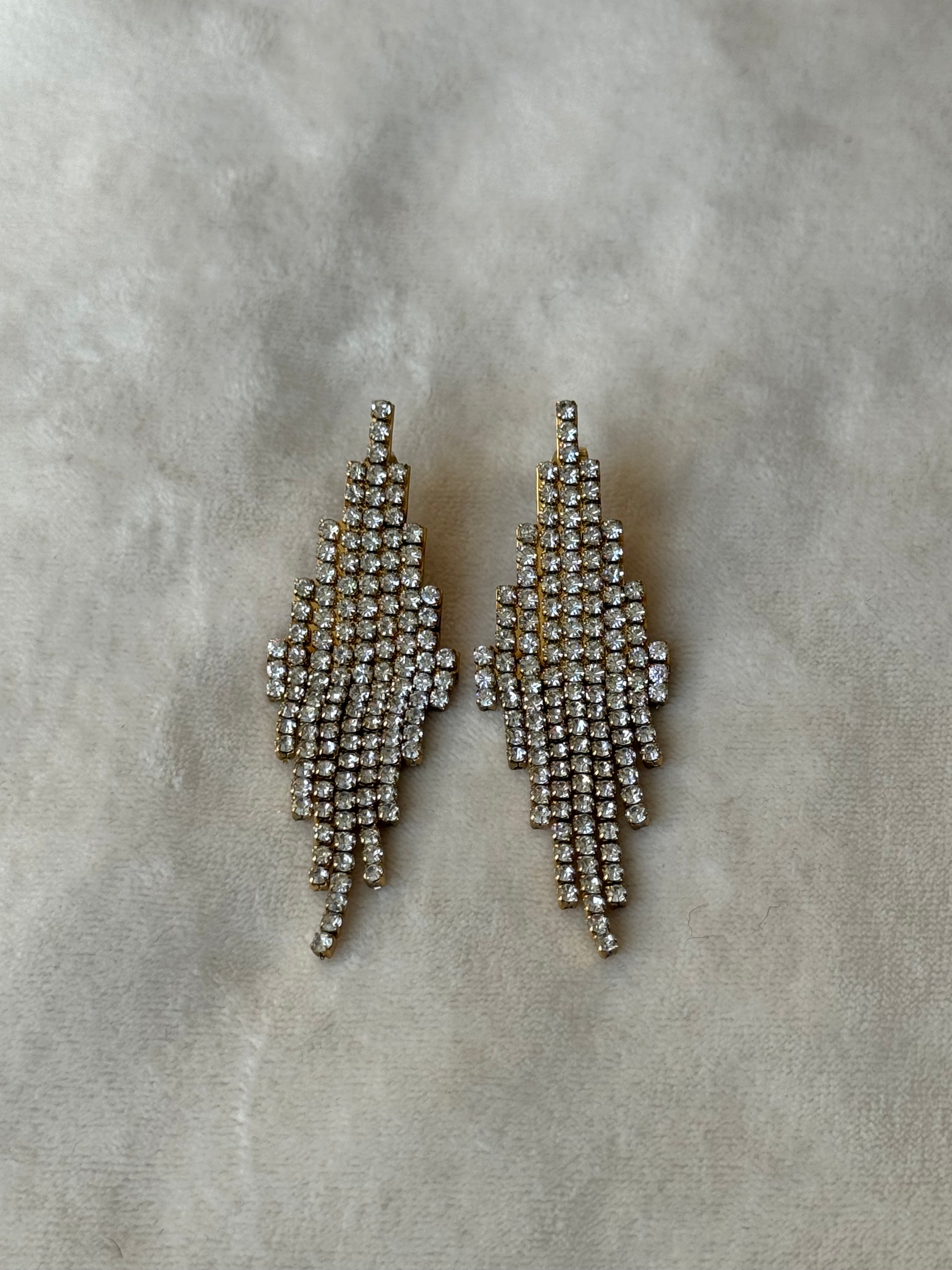 Oorbellen goud/wit steentjes