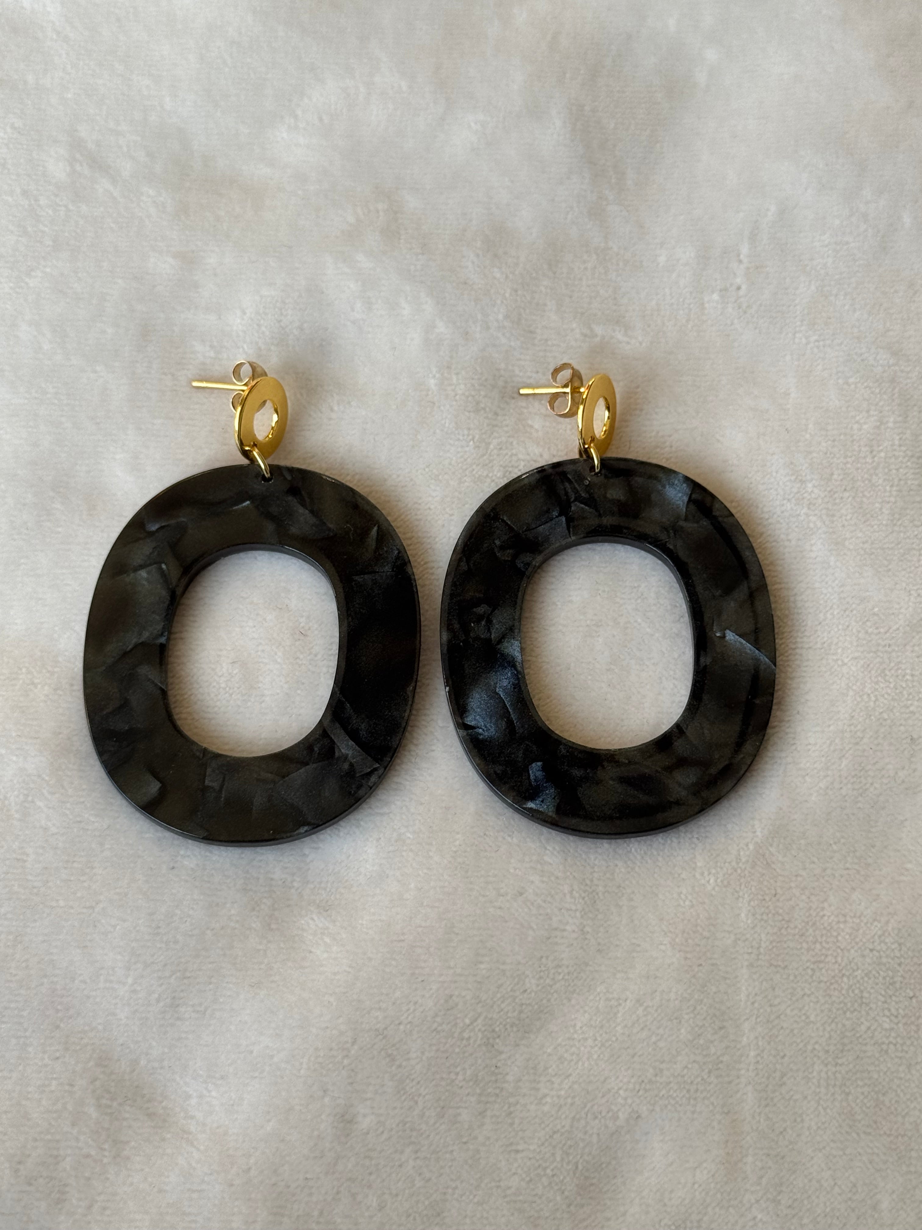 Oorbellen goud/zwart