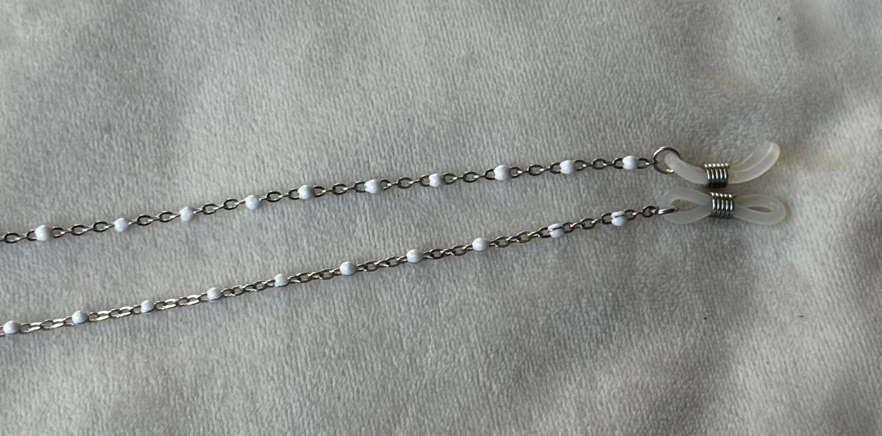 Brillenkoord zilver/wit