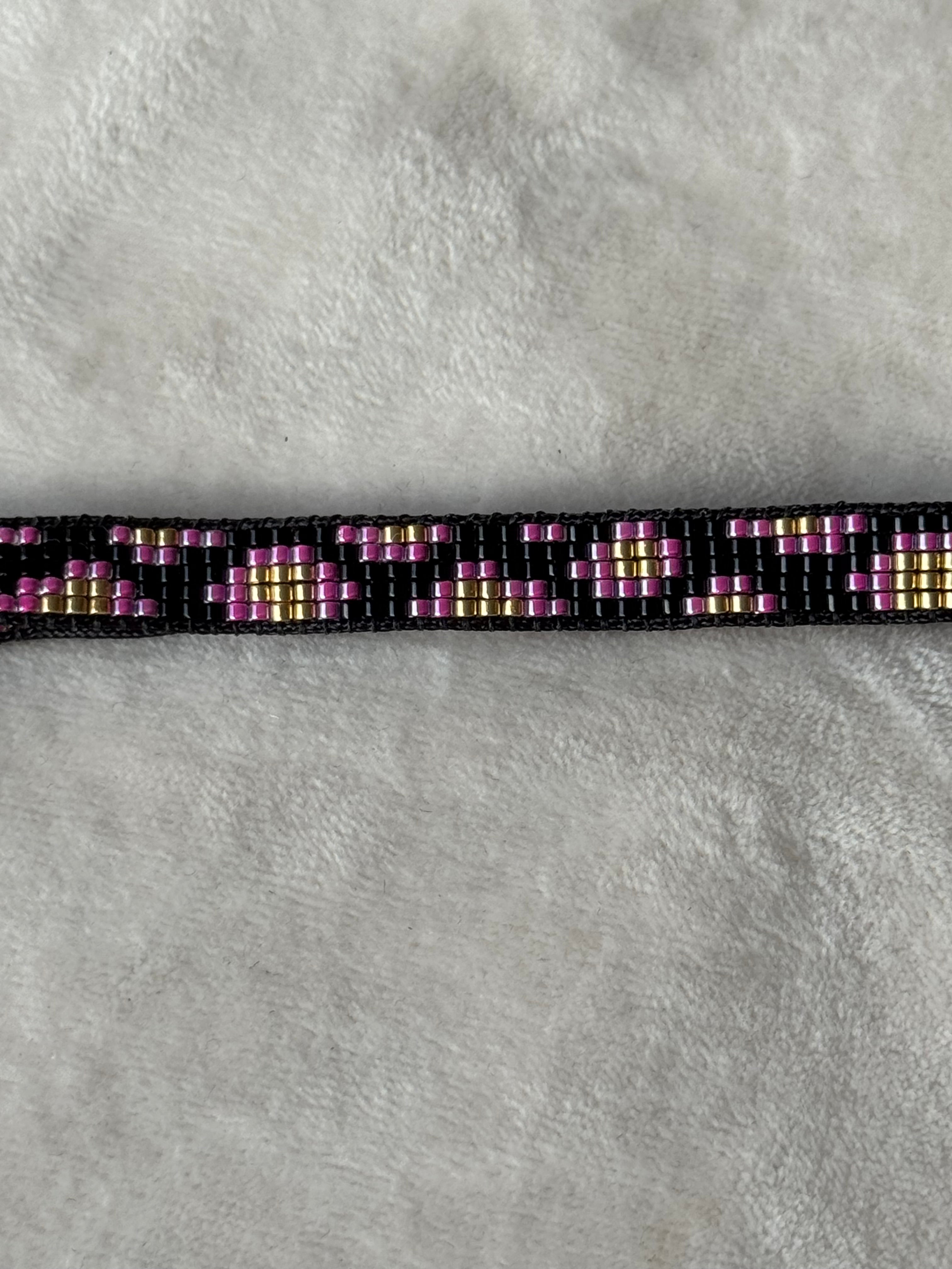 Armband zwart/goud/roze