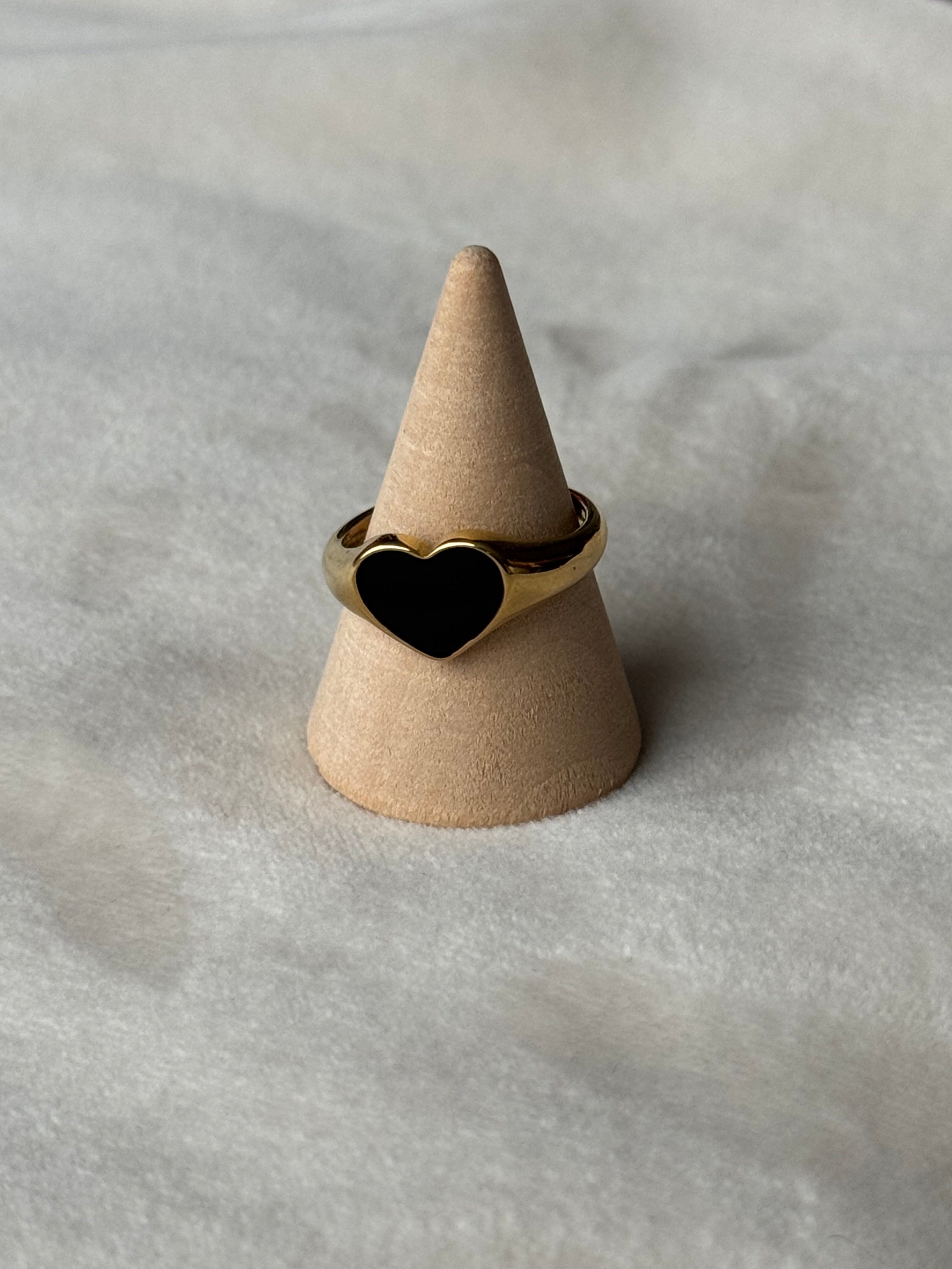 Ring zwart/goud hart