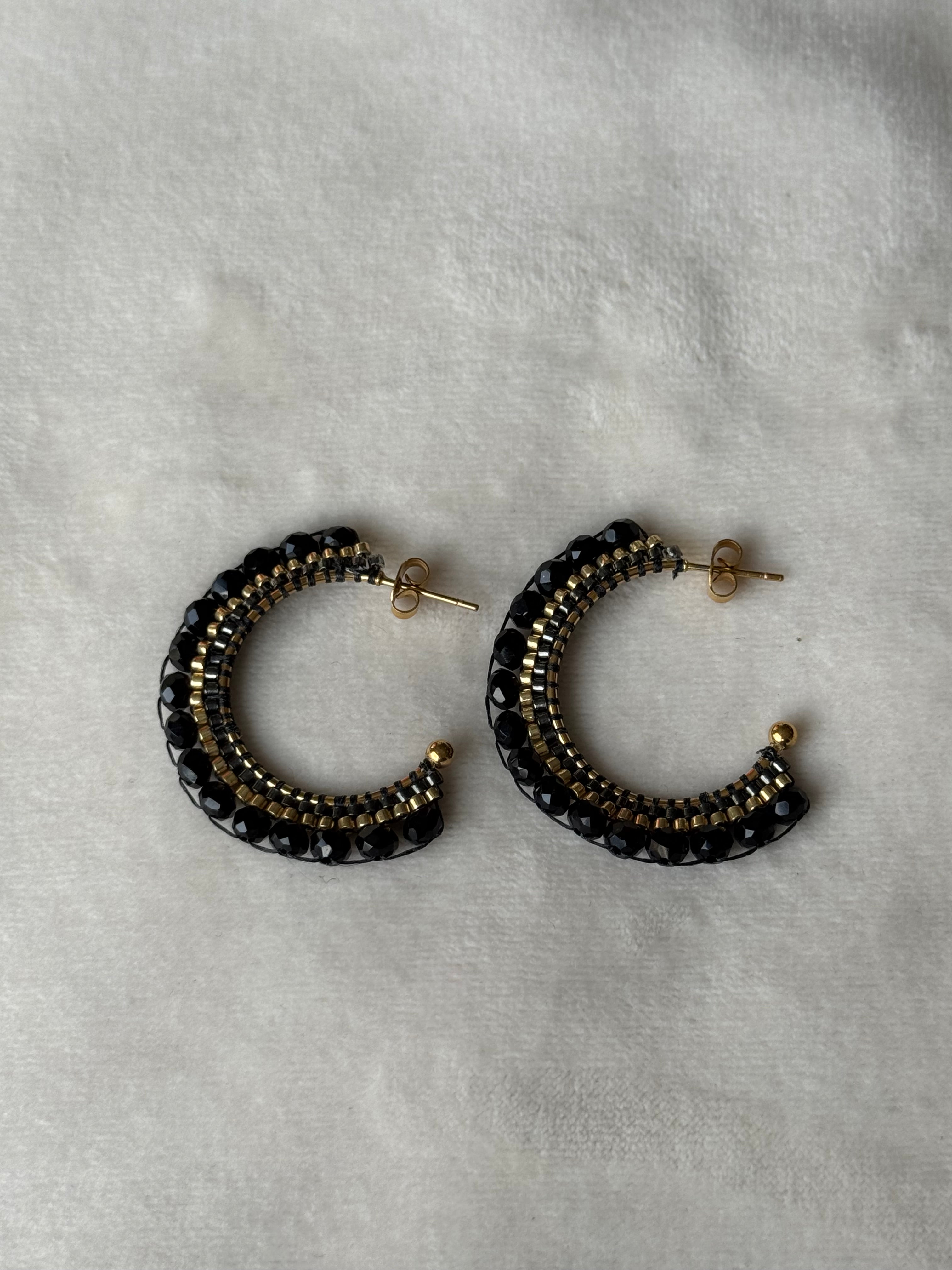 Oorbellen goud/zwart