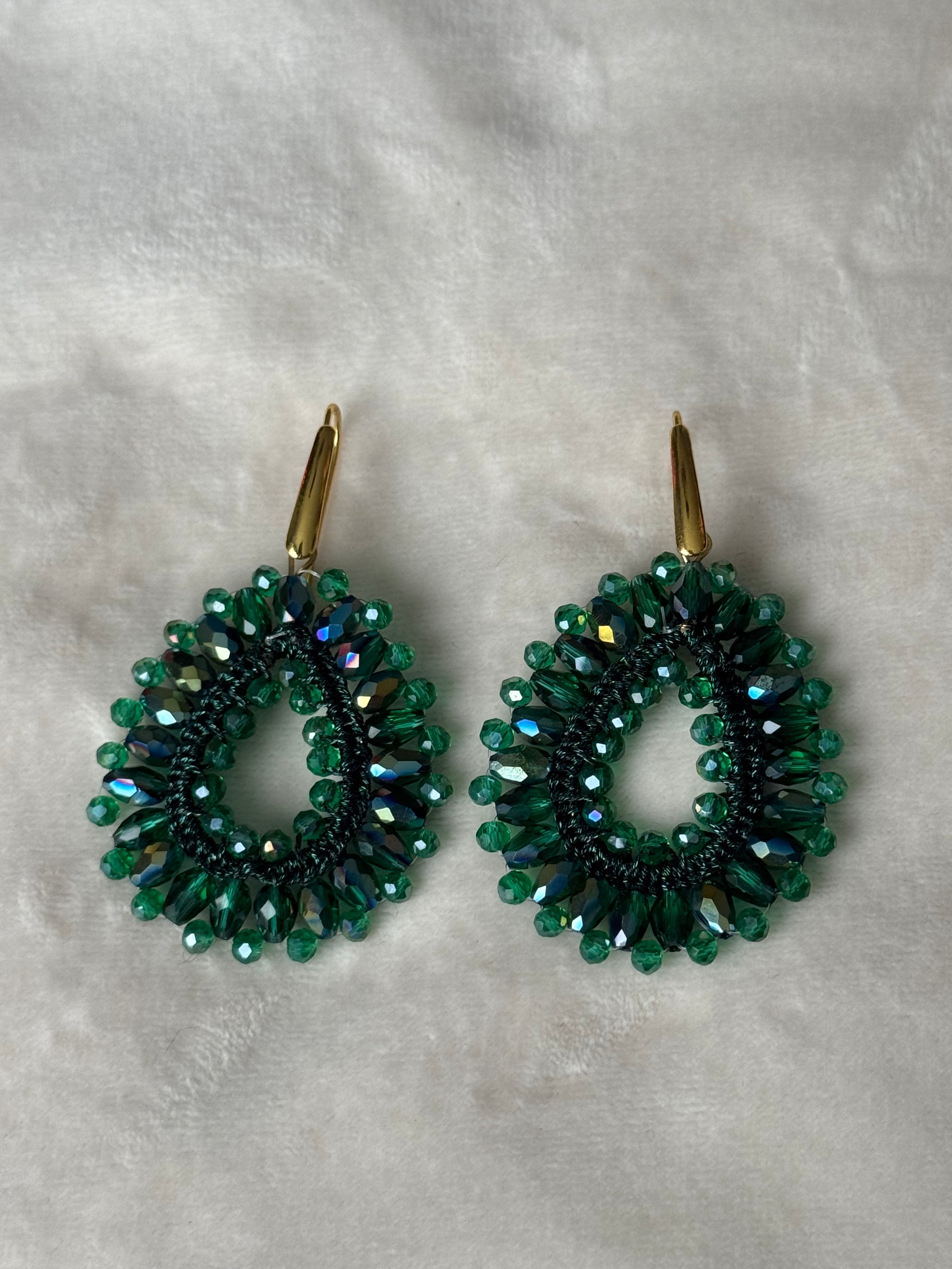 Oorbellen goud/groen