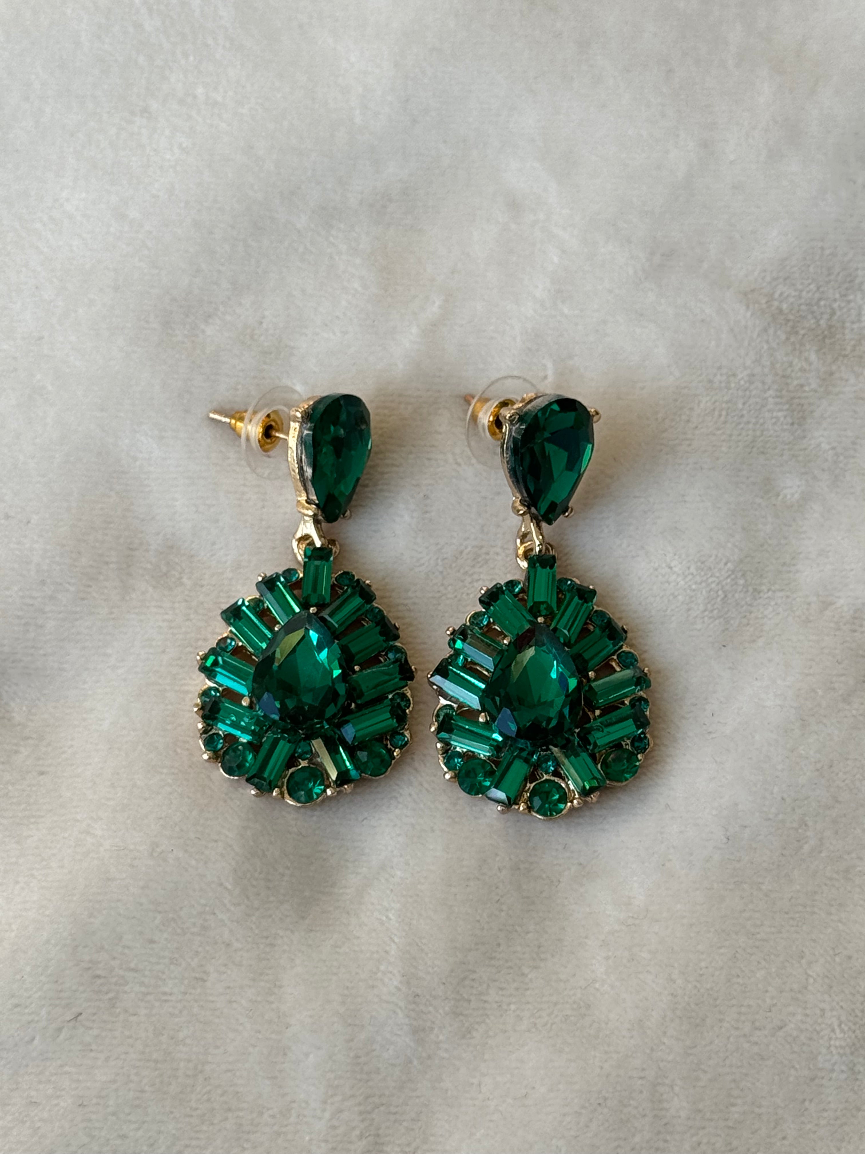 Oorbellen goud/groen