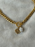 Ketting goud/wit parel