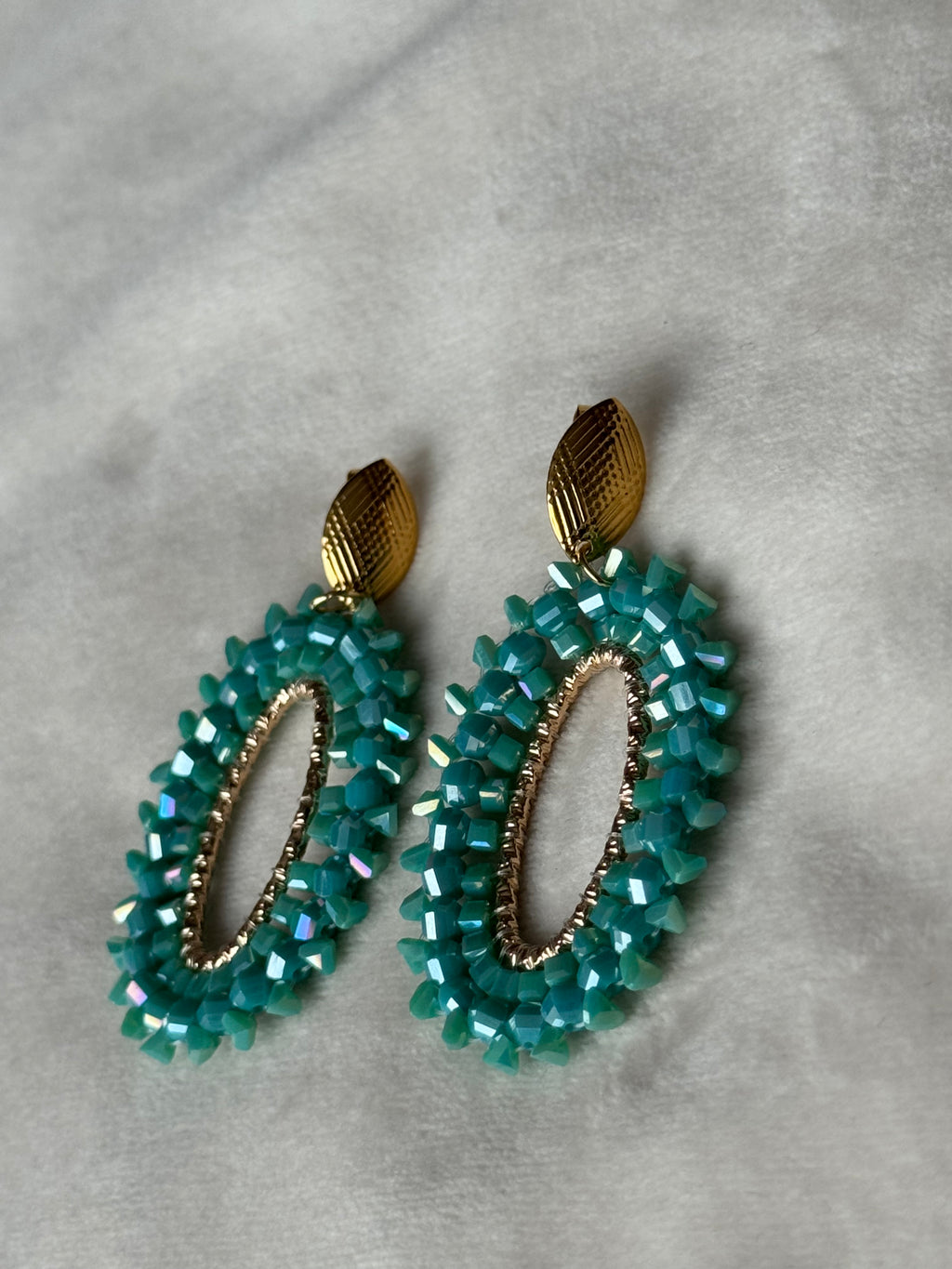 Oorbellen goud/groen