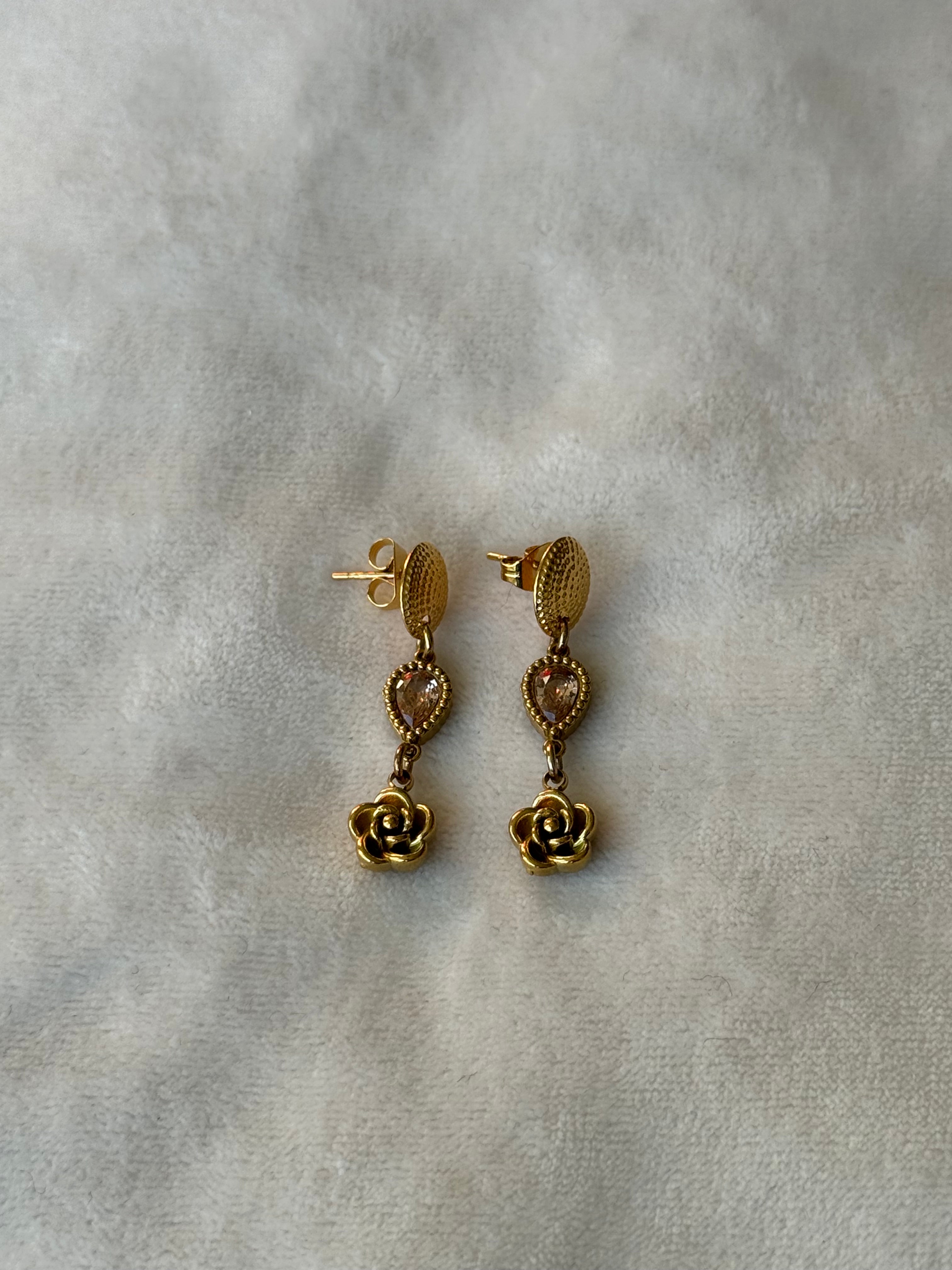 Oorbellen goud/bruin