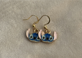 Oorbellen goud/blauw