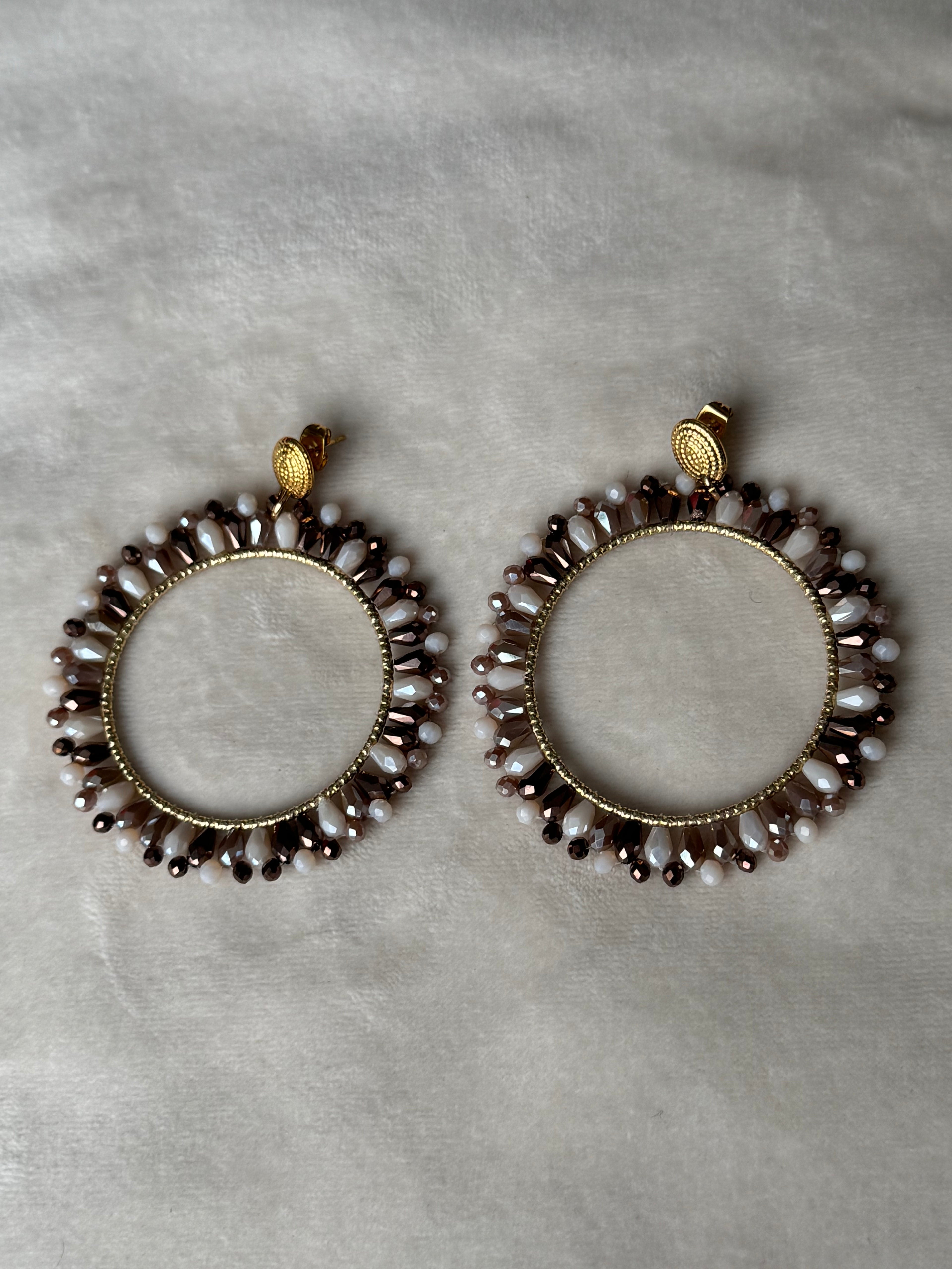 Oorbellen goud/bruin/beige