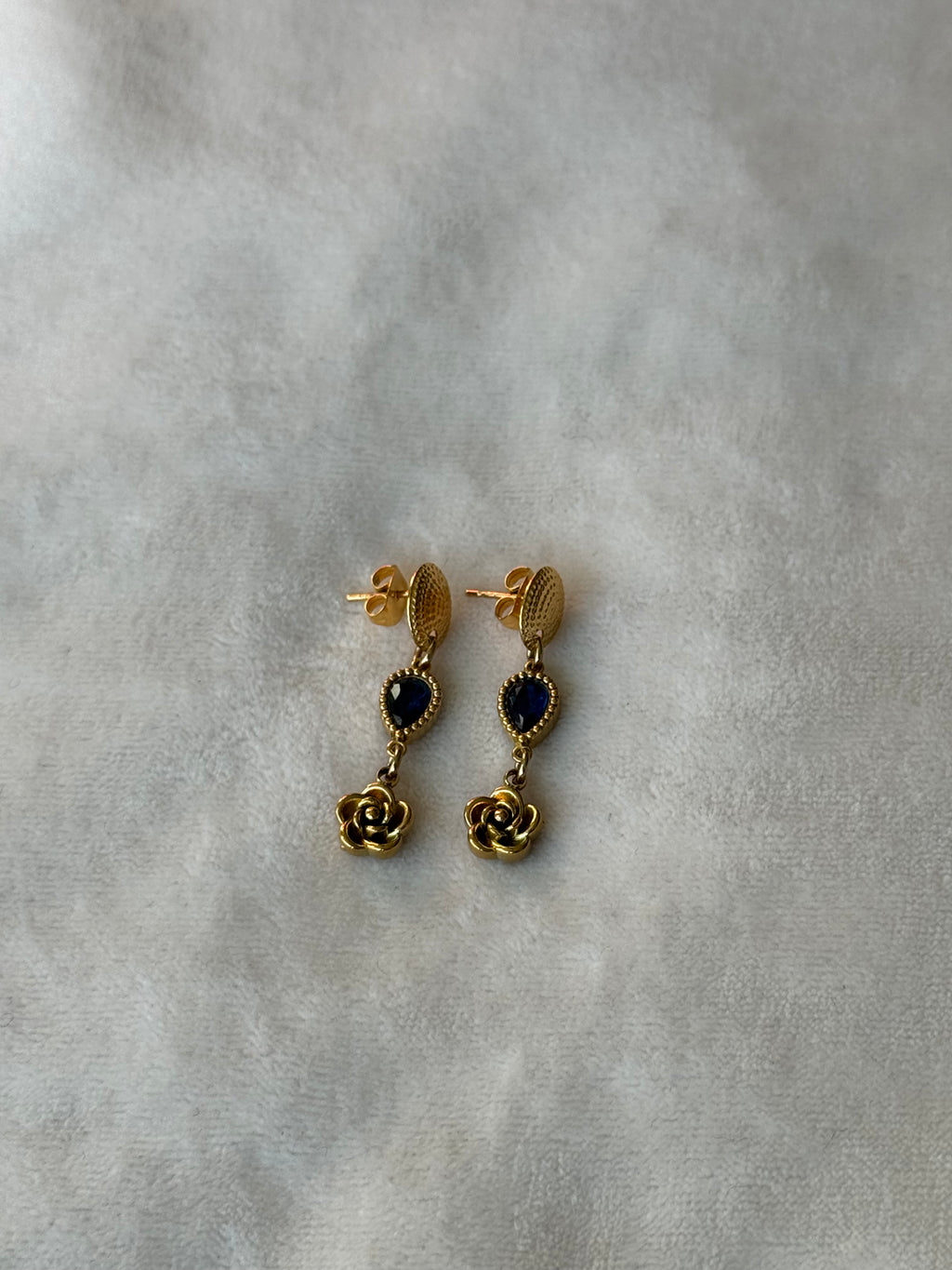 Oorbellen goud/blauw