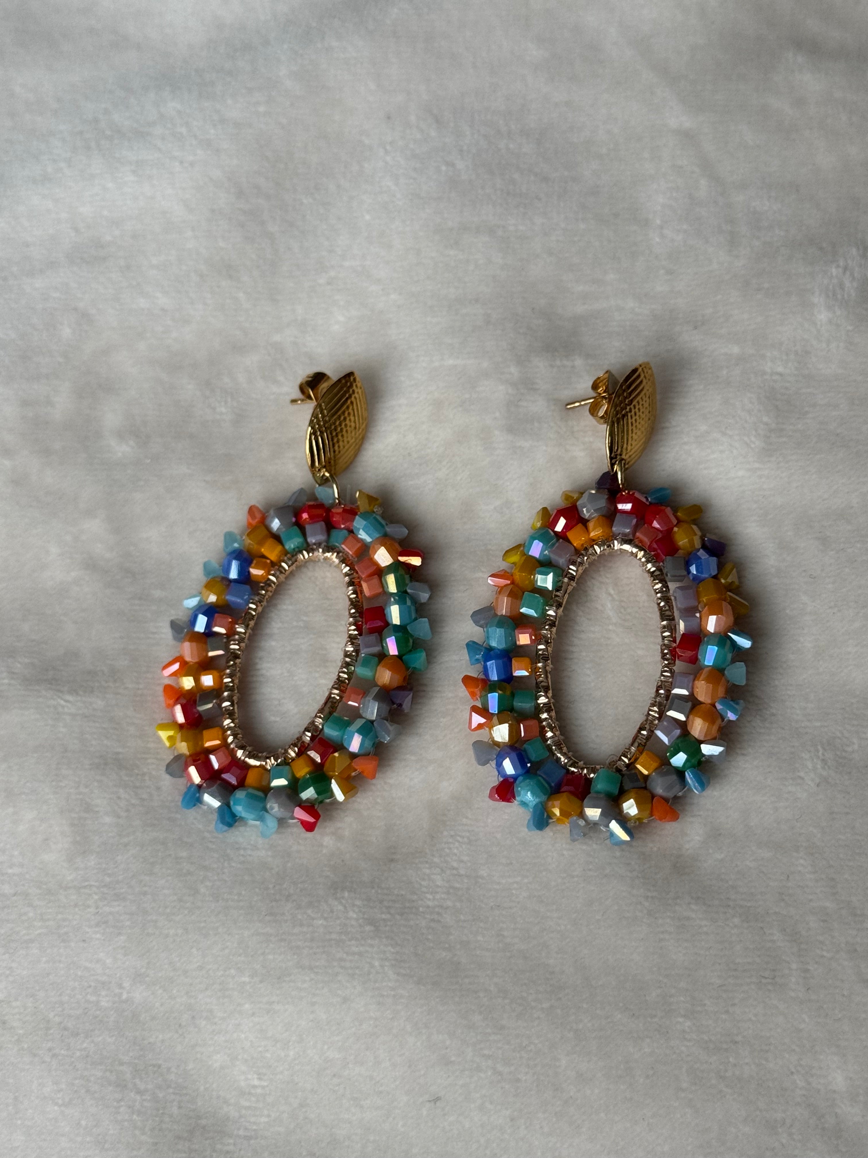 Oorbellen goud/multicolor