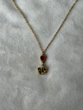 Ketting goud/rood bloem