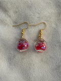 Oorbellen goud/rood