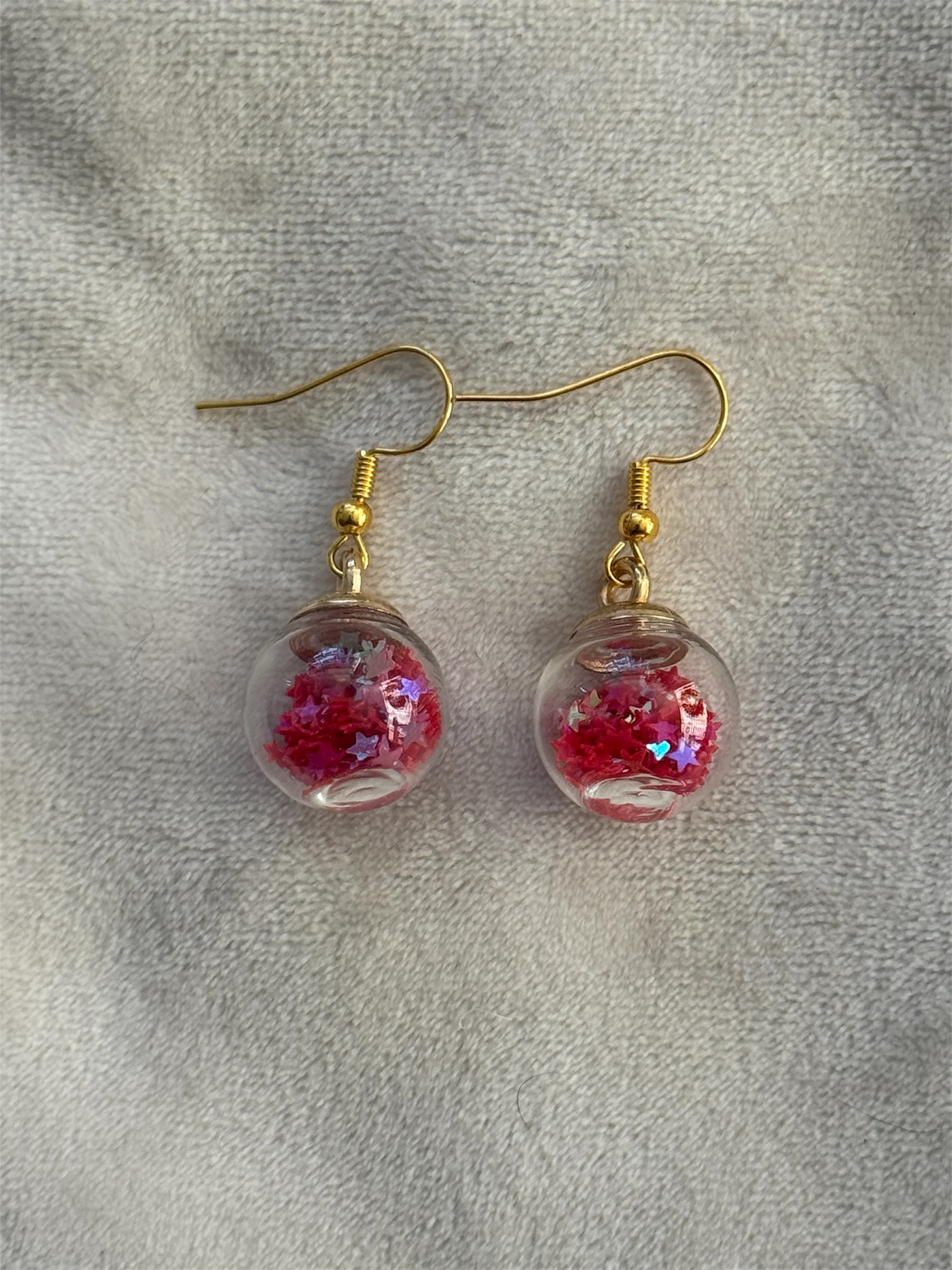 Oorbellen goud/rood