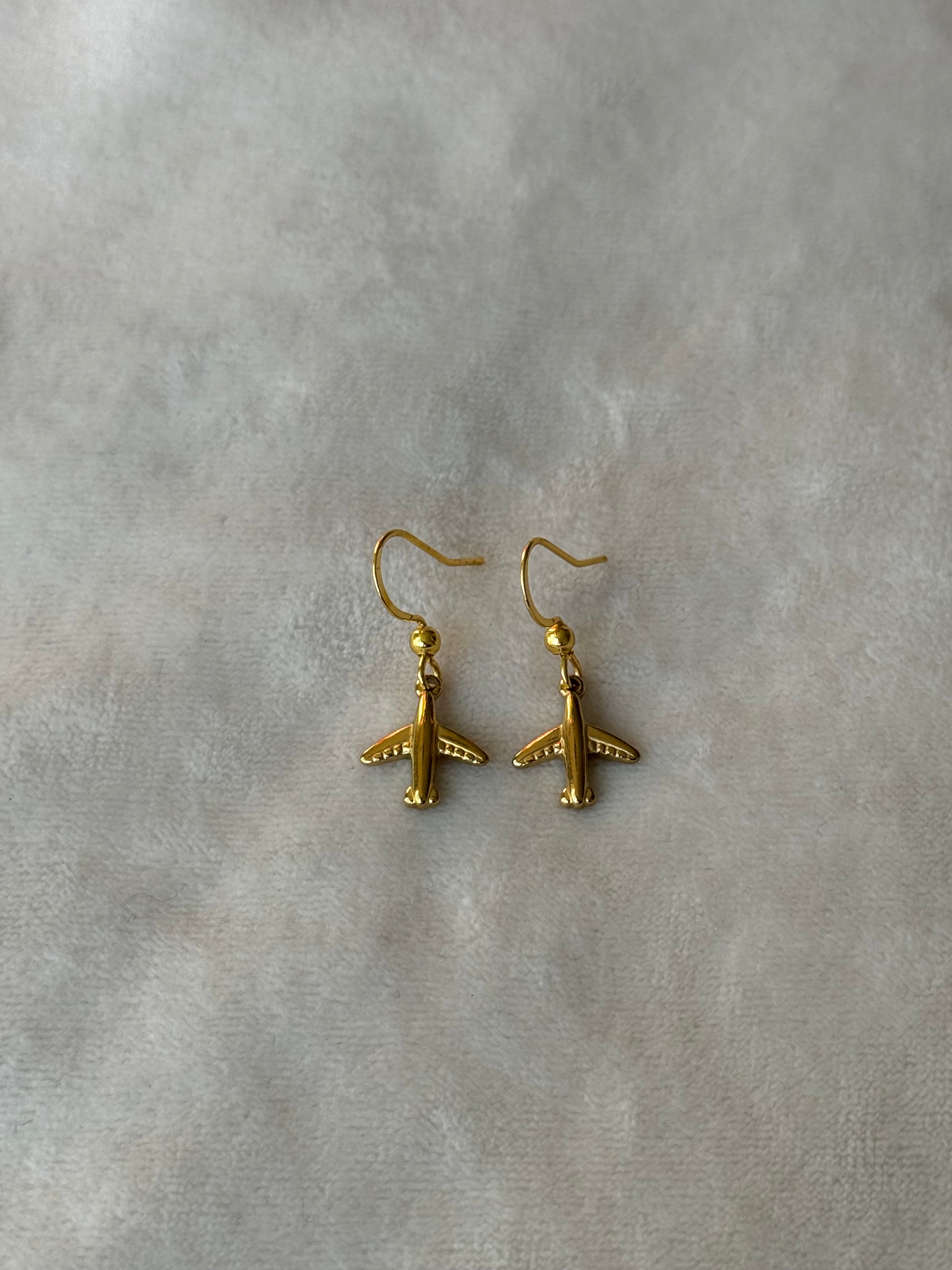 Oorbellen goud vliegtuig