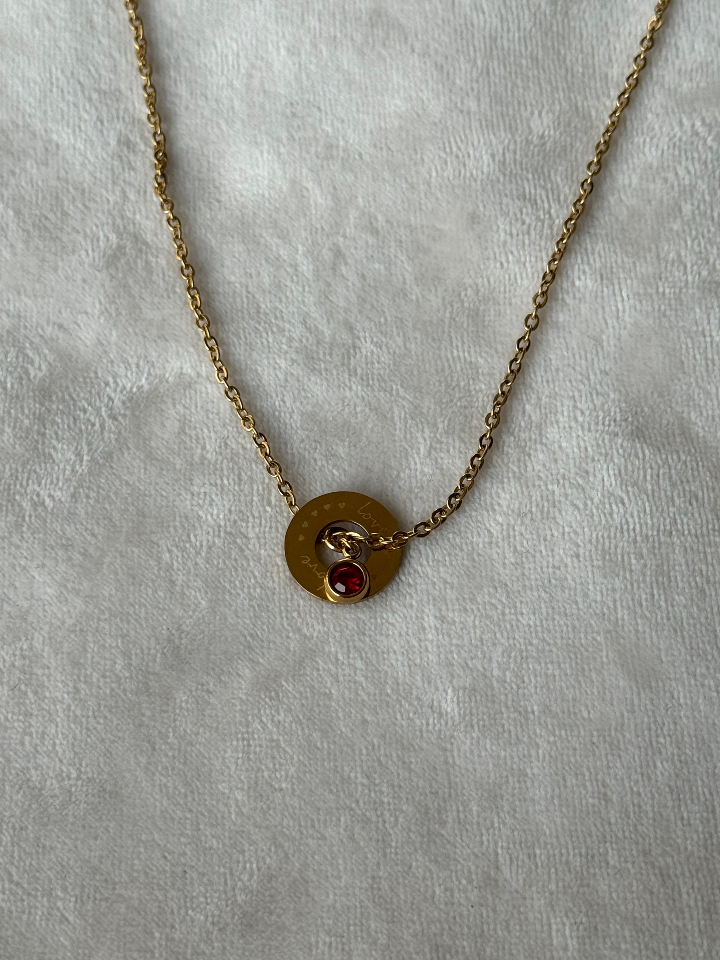 Ketting goud/rood love