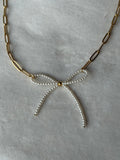 Ketting goud/wit strik