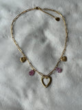 Ketting goud/roze bedels